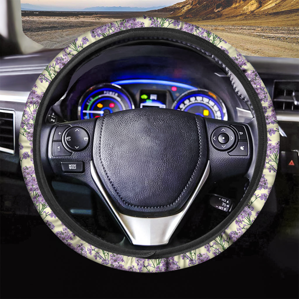 Watercolor Lavender Pattern Print Car Steering Wheel Cover