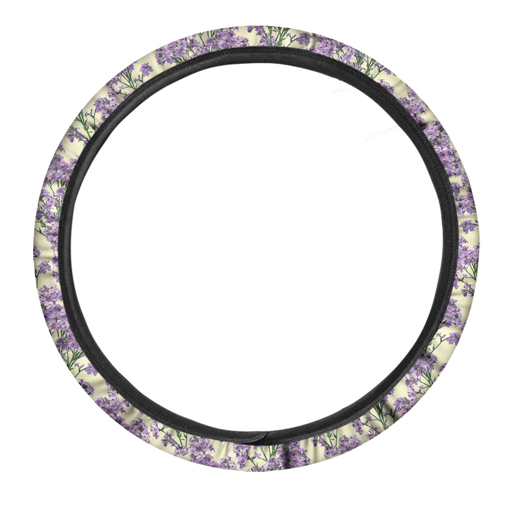 Watercolor Lavender Pattern Print Car Steering Wheel Cover