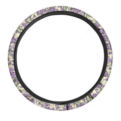 Watercolor Lavender Pattern Print Car Steering Wheel Cover