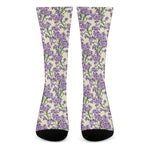 Watercolor Lavender Pattern Print Crew Socks