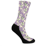 Watercolor Lavender Pattern Print Crew Socks