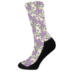 Watercolor Lavender Pattern Print Crew Socks
