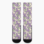 Watercolor Lavender Pattern Print Crew Socks