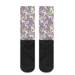 Watercolor Lavender Pattern Print Crew Socks