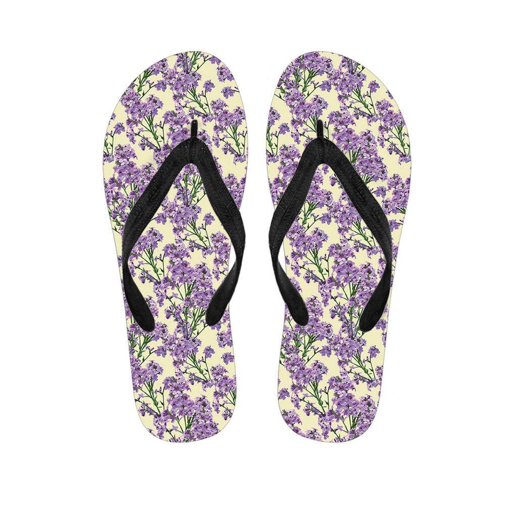 Watercolor Lavender Pattern Print Flip Flops