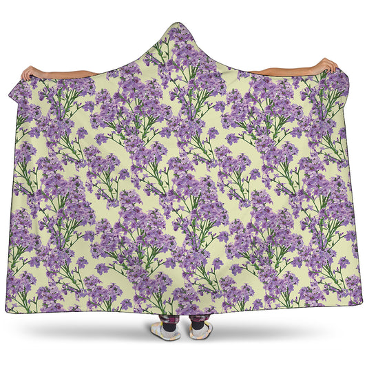 Watercolor Lavender Pattern Print Hooded Blanket