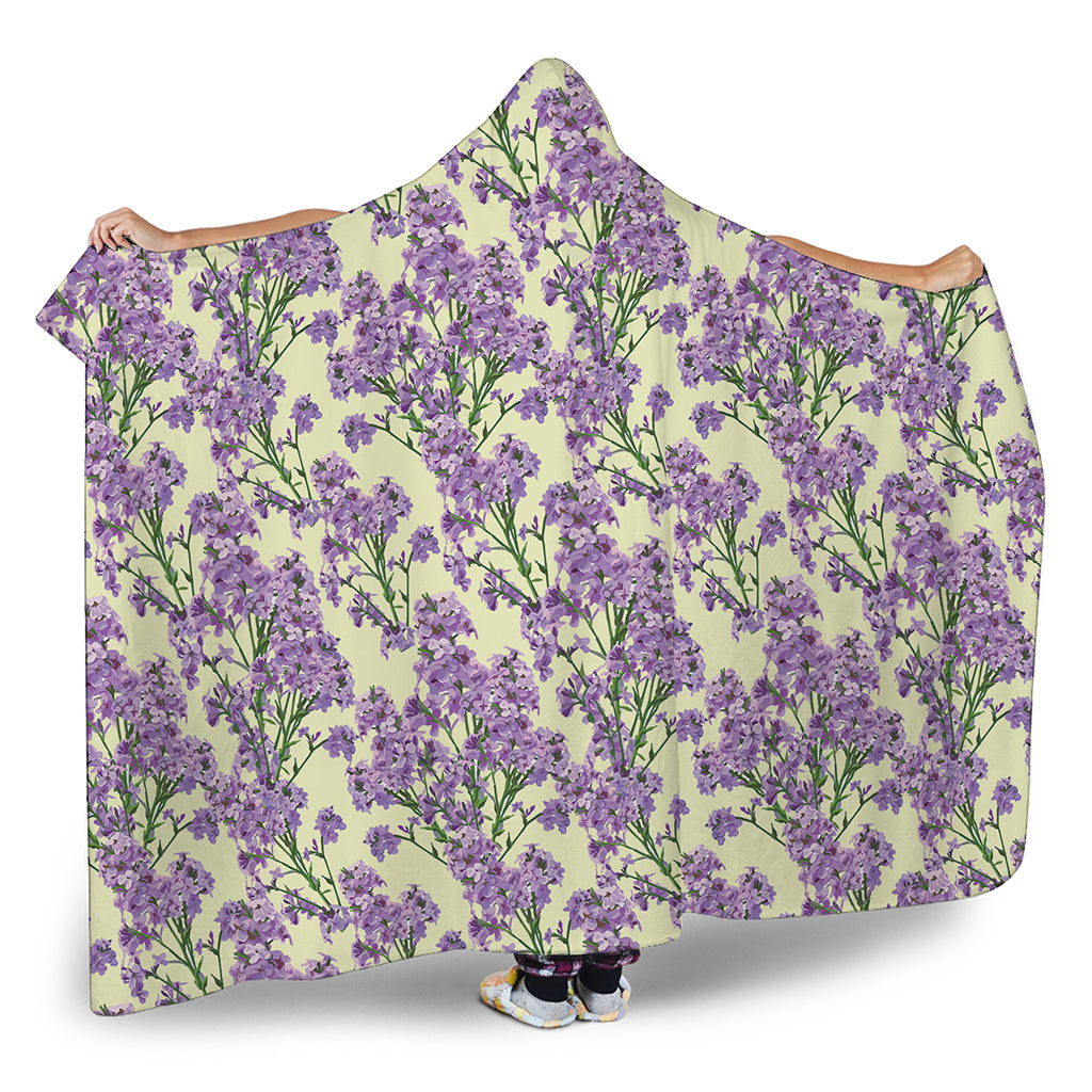 Watercolor Lavender Pattern Print Hooded Blanket