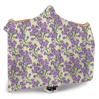 Watercolor Lavender Pattern Print Hooded Blanket