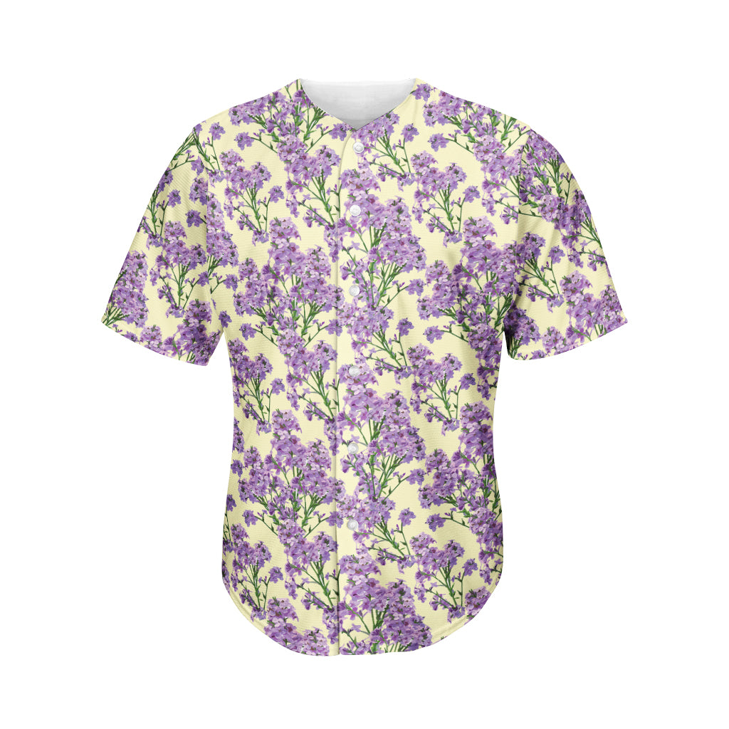 Watercolor Lavender Pattern Print Men's Baseball Jersey