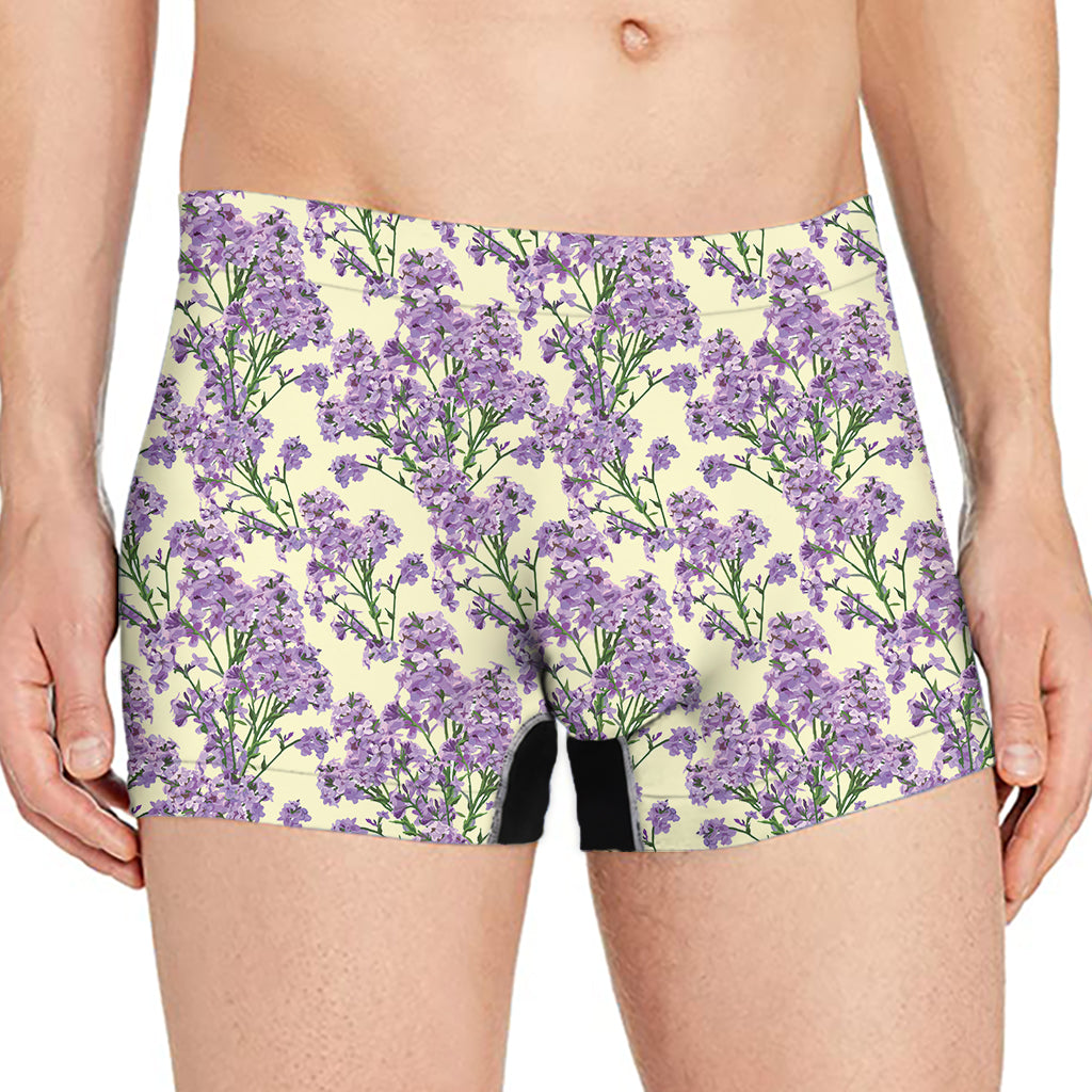 Watercolor Lavender Pattern Print Men's Boxer Briefs