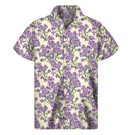 Watercolor Lavender Pattern Print Men's Short Sleeve Shirt