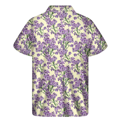 Watercolor Lavender Pattern Print Men's Short Sleeve Shirt