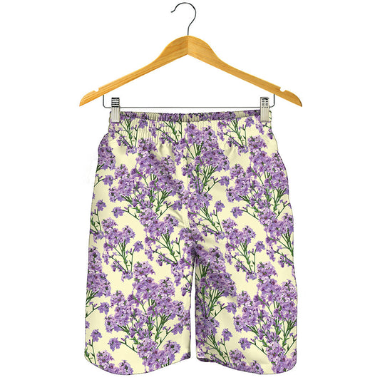 Watercolor Lavender Pattern Print Men's Shorts