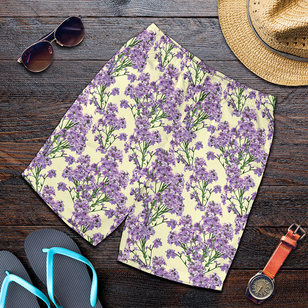 Watercolor Lavender Pattern Print Men's Shorts
