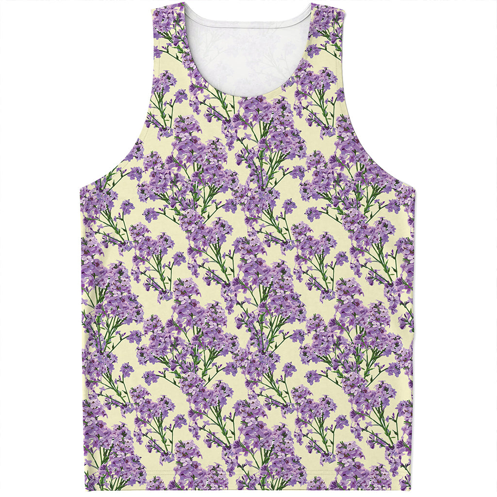 Watercolor Lavender Pattern Print Men's Tank Top