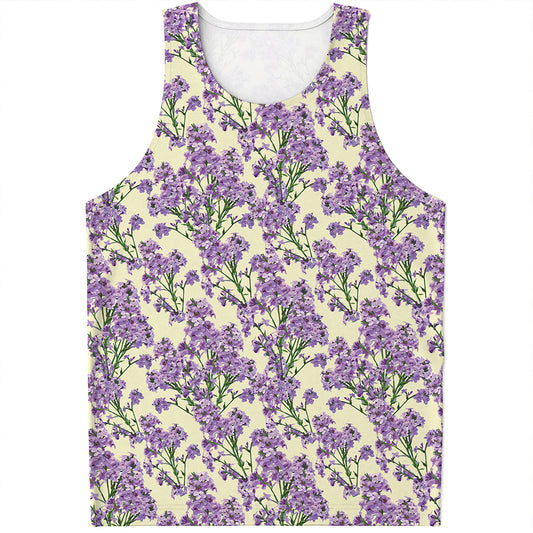 Watercolor Lavender Pattern Print Men's Tank Top