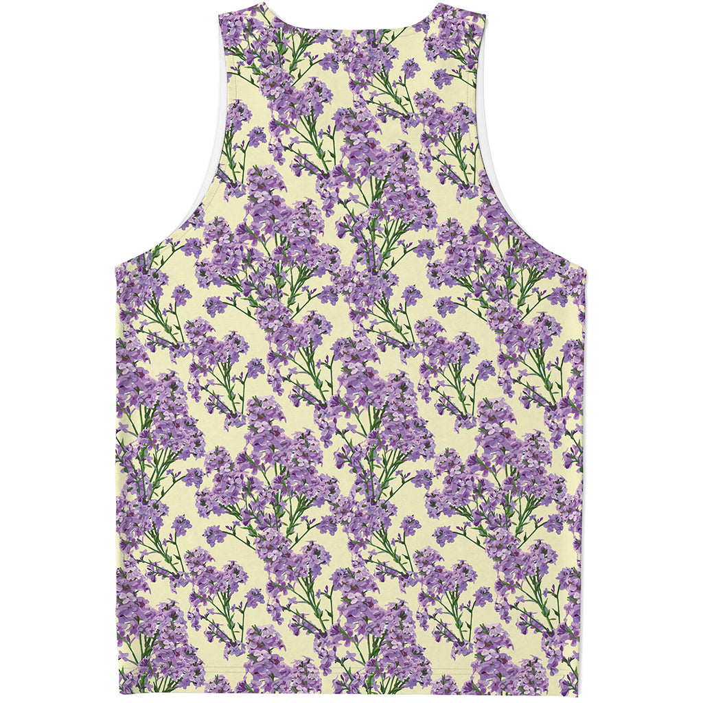 Watercolor Lavender Pattern Print Men's Tank Top
