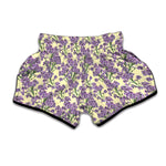 Watercolor Lavender Pattern Print Muay Thai Boxing Shorts