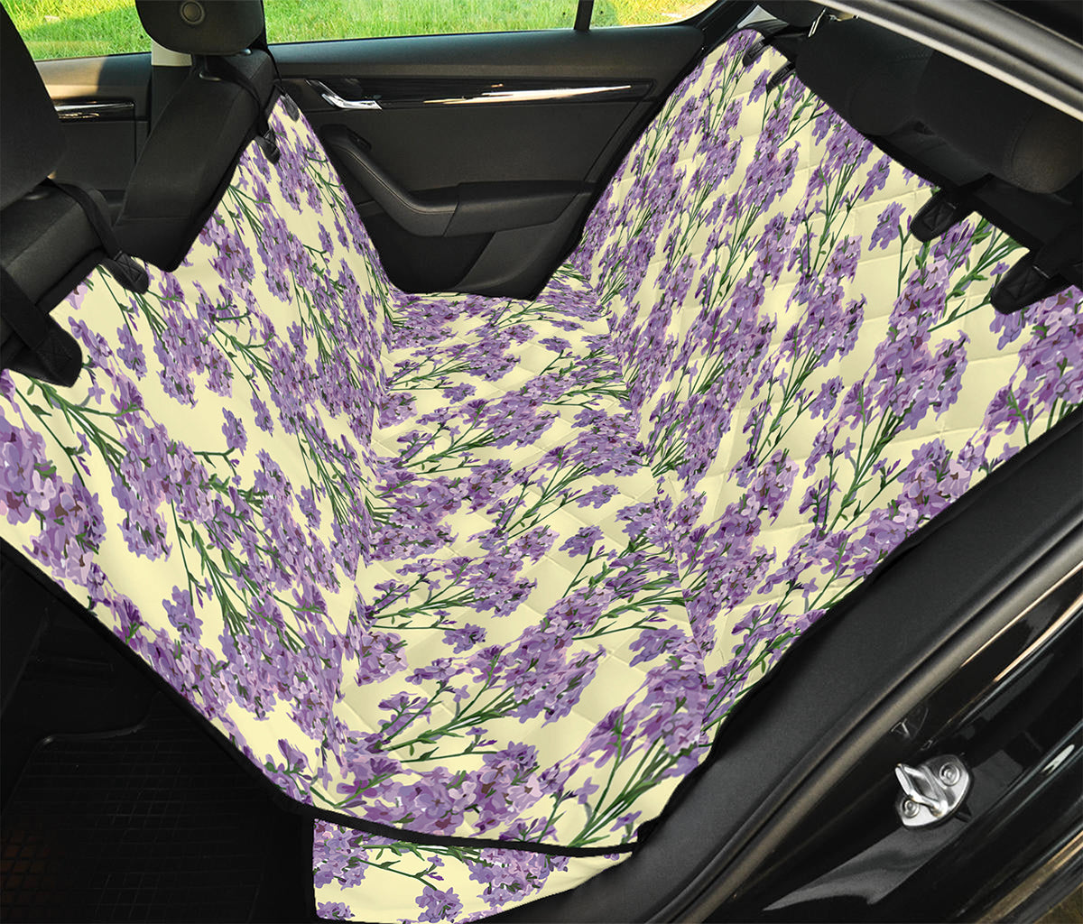 Watercolor Lavender Pattern Print Pet Car Back Seat Cover