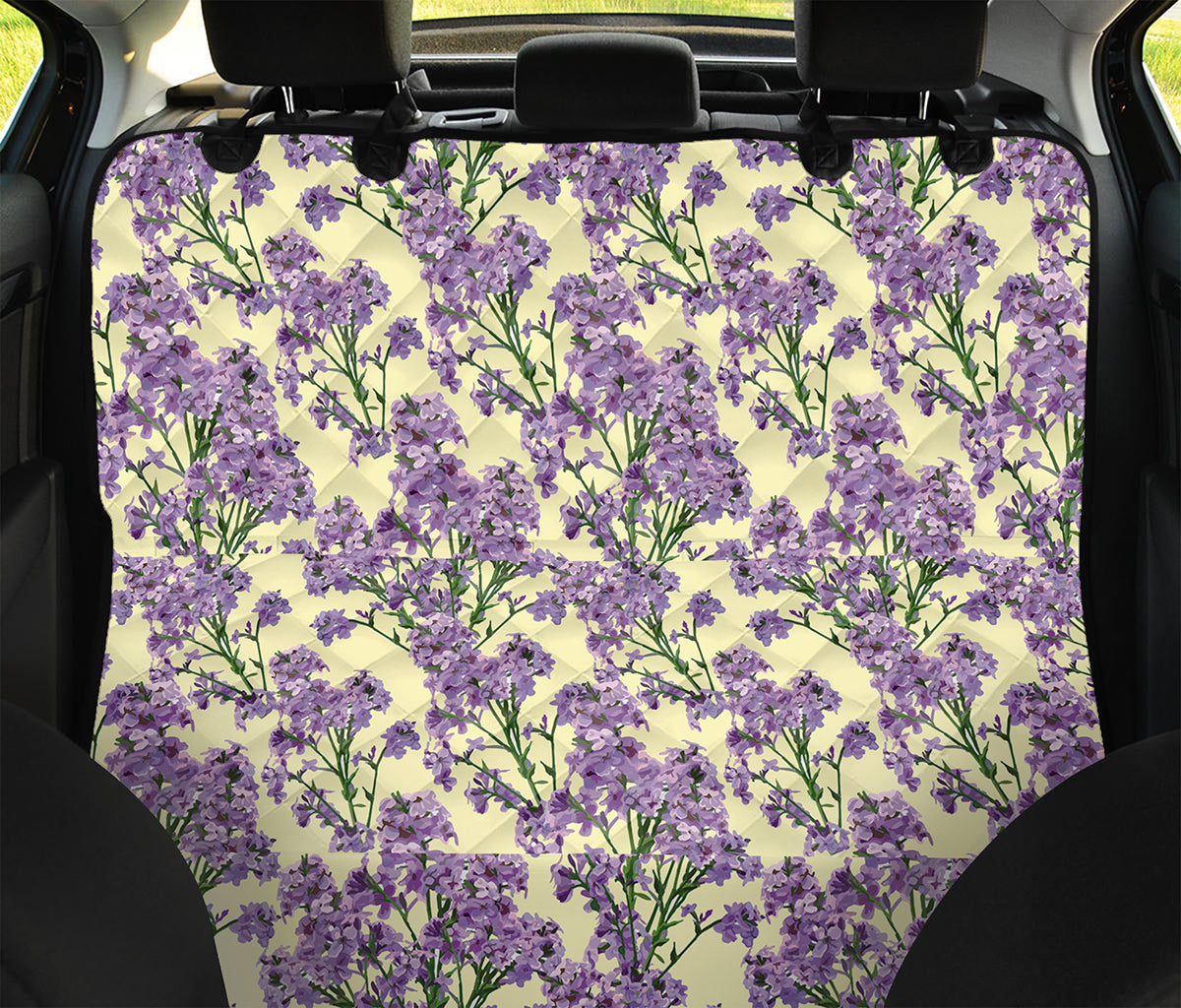 Watercolor Lavender Pattern Print Pet Car Back Seat Cover