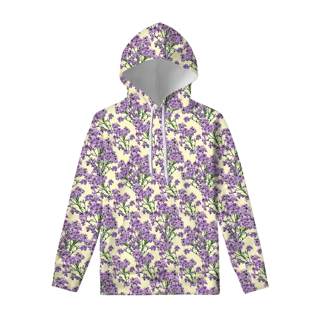 Watercolor Lavender Pattern Print Pullover Hoodie