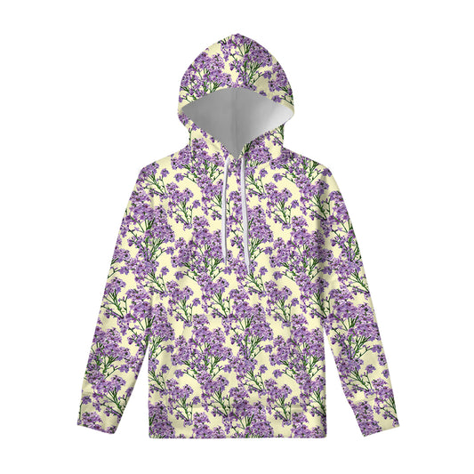 Watercolor Lavender Pattern Print Pullover Hoodie