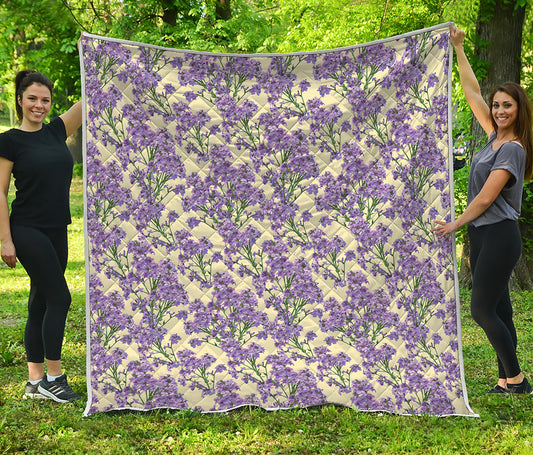 Watercolor Lavender Pattern Print Quilt