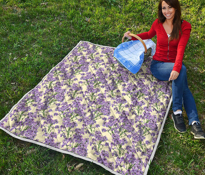 Watercolor Lavender Pattern Print Quilt
