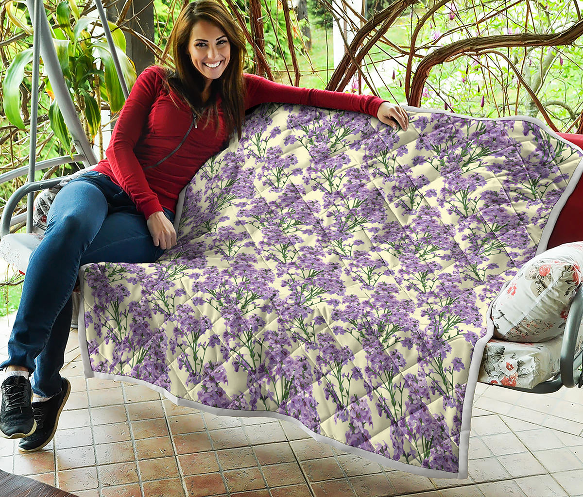 Watercolor Lavender Pattern Print Quilt