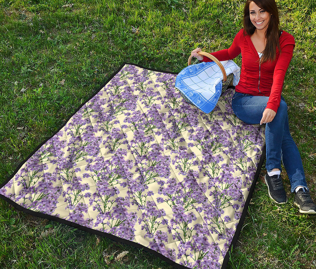 Watercolor Lavender Pattern Print Quilt