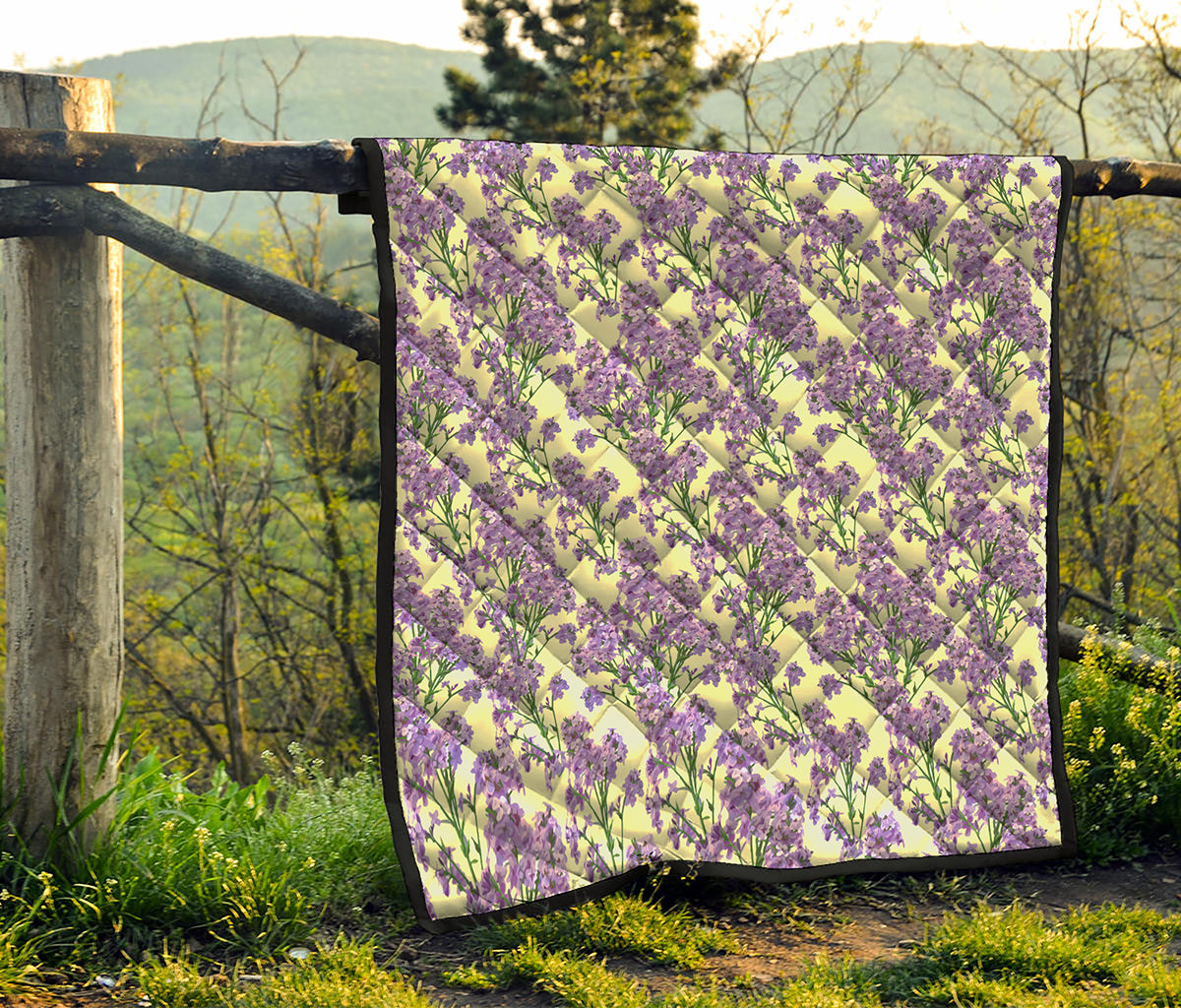Watercolor Lavender Pattern Print Quilt
