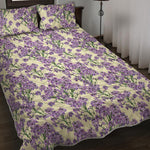 Watercolor Lavender Pattern Print Quilt Bed Set