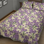 Watercolor Lavender Pattern Print Quilt Bed Set