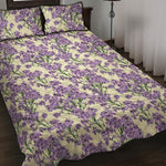 Watercolor Lavender Pattern Print Quilt Bed Set