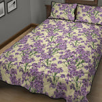 Watercolor Lavender Pattern Print Quilt Bed Set