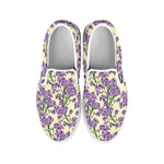 Watercolor Lavender Pattern Print White Slip On Shoes