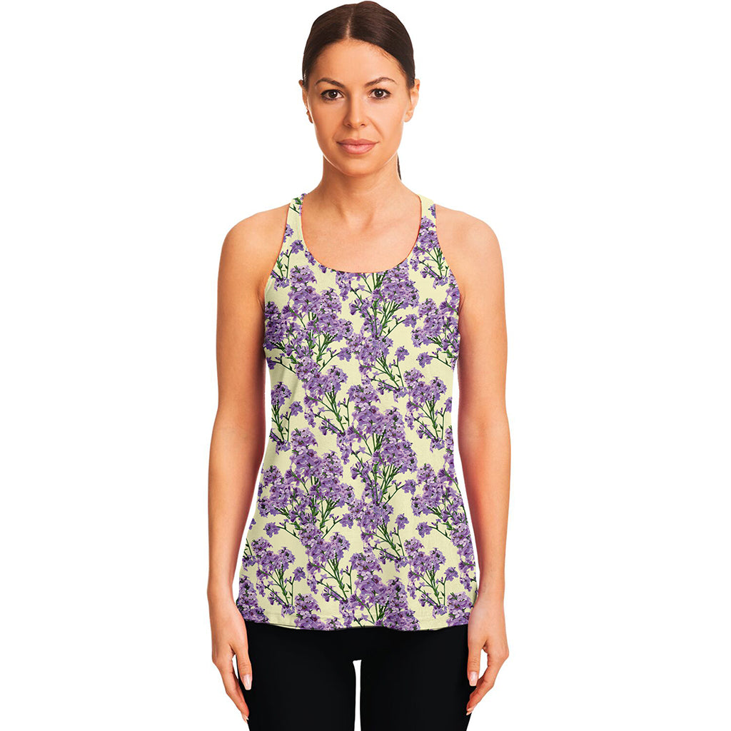 Watercolor Lavender Pattern Print Women's Racerback Tank Top