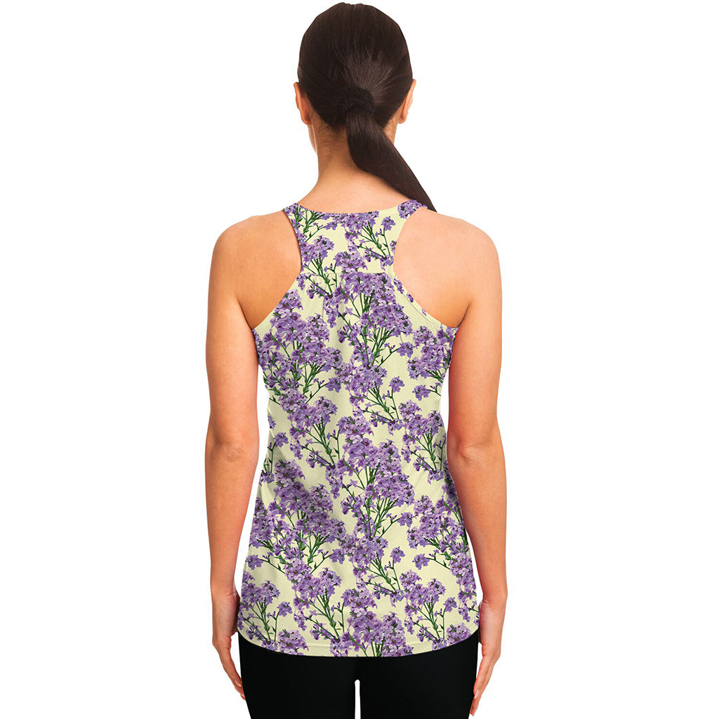 Watercolor Lavender Pattern Print Women's Racerback Tank Top