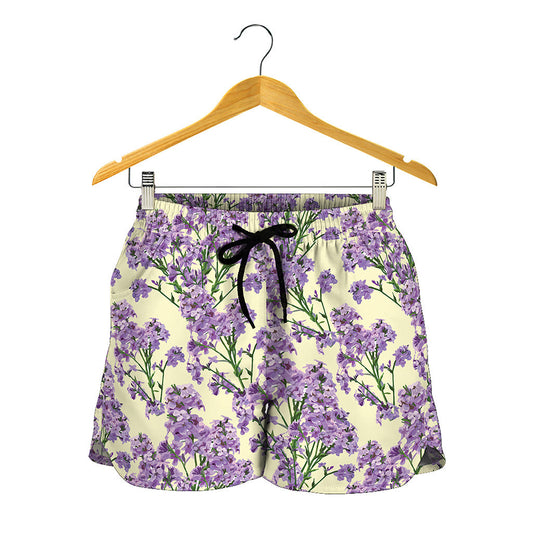 Watercolor Lavender Pattern Print Women's Shorts