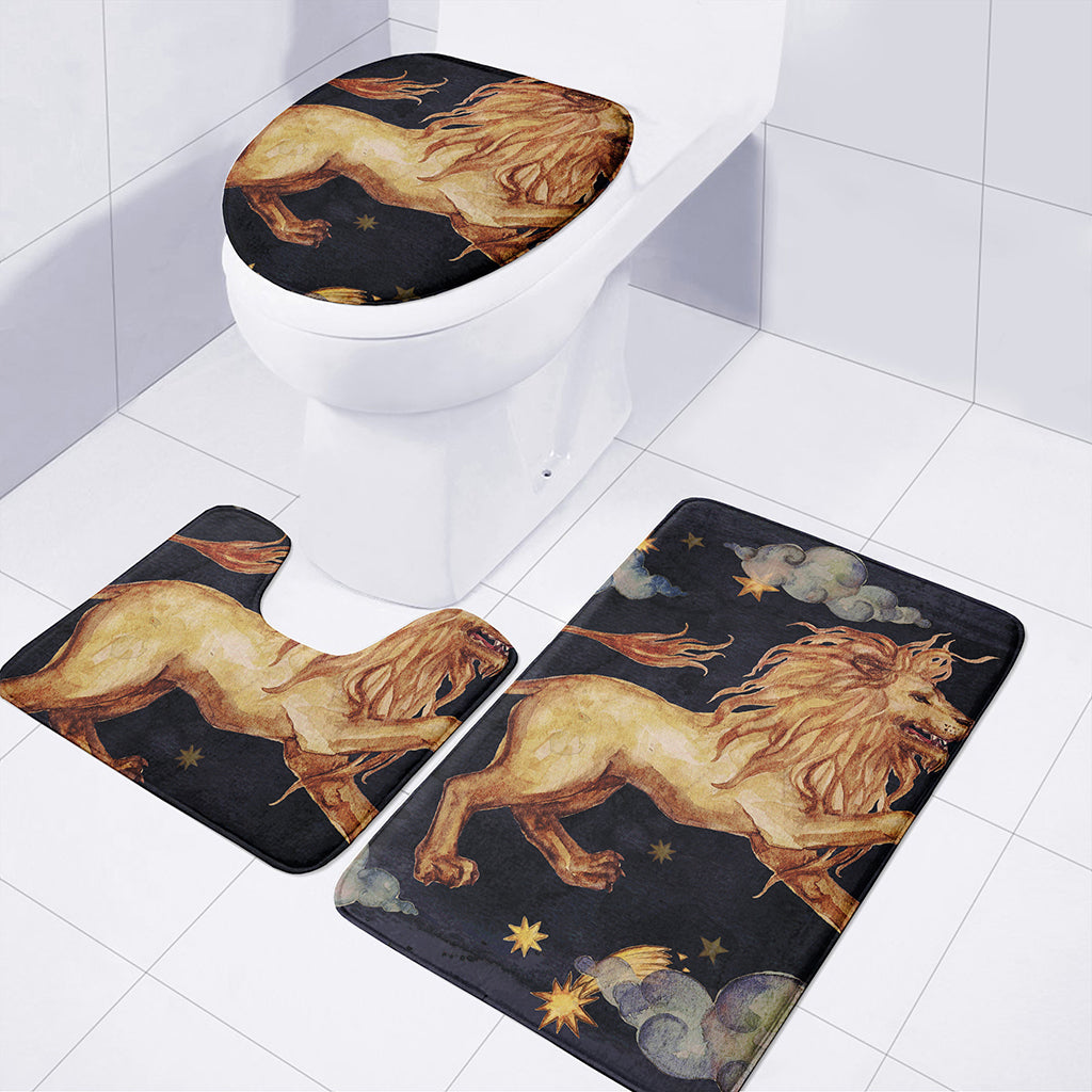 Watercolor Leo Zodiac Sign Print 3 Piece Bath Mat Set
