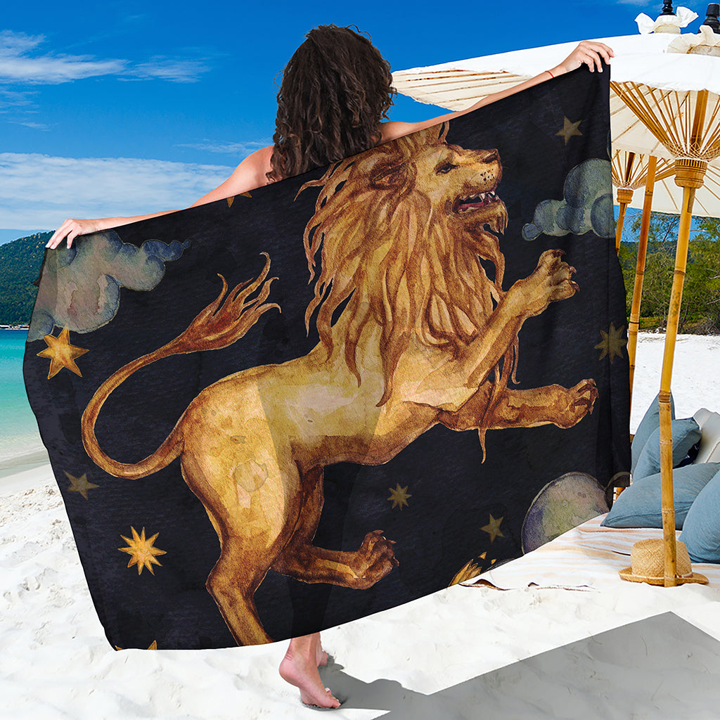 Watercolor Leo Zodiac Sign Print Beach Sarong Wrap