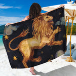 Watercolor Leo Zodiac Sign Print Beach Sarong Wrap