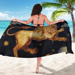 Watercolor Leo Zodiac Sign Print Beach Sarong Wrap