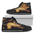 Watercolor Leo Zodiac Sign Print Black High Top Sneakers