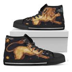 Watercolor Leo Zodiac Sign Print Black High Top Shoes