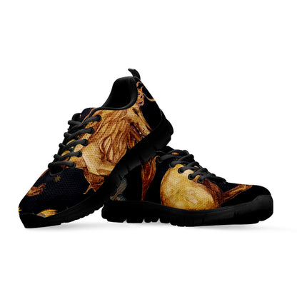 Watercolor Leo Zodiac Sign Print Black Sneakers