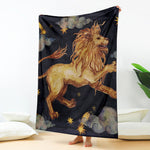 Watercolor Leo Zodiac Sign Print Blanket