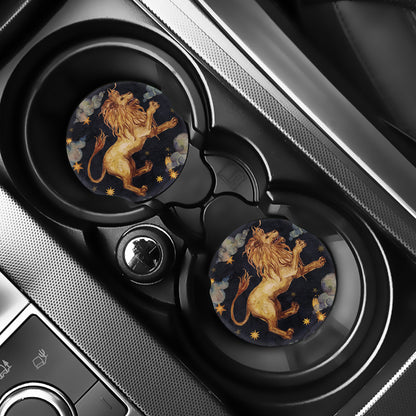 Watercolor Leo Zodiac Sign Print Car Coasters