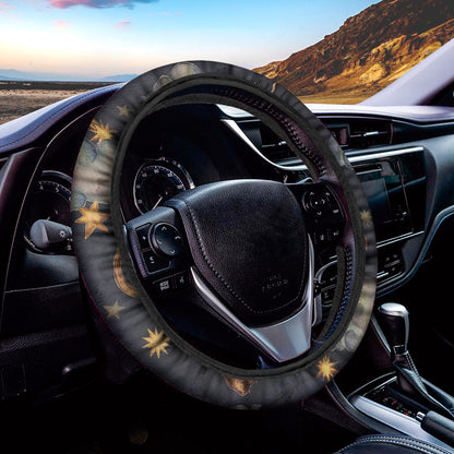 Watercolor Leo Zodiac Sign Print Car Steering Wheel Cover