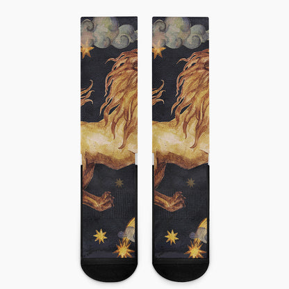 Watercolor Leo Zodiac Sign Print Crew Socks